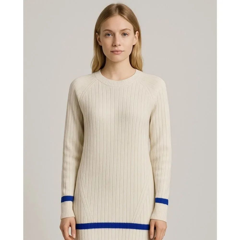 NWT $495 rag & bone Pierce Cashmere Rib Knit Mini Sweater Dress Ivory Small